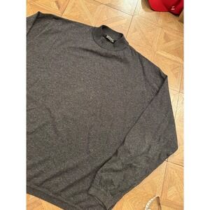 St. Croix Mens XXL Mock Neck Sweater Charcoal Gray Marl Knit Made‎ in USA XXL